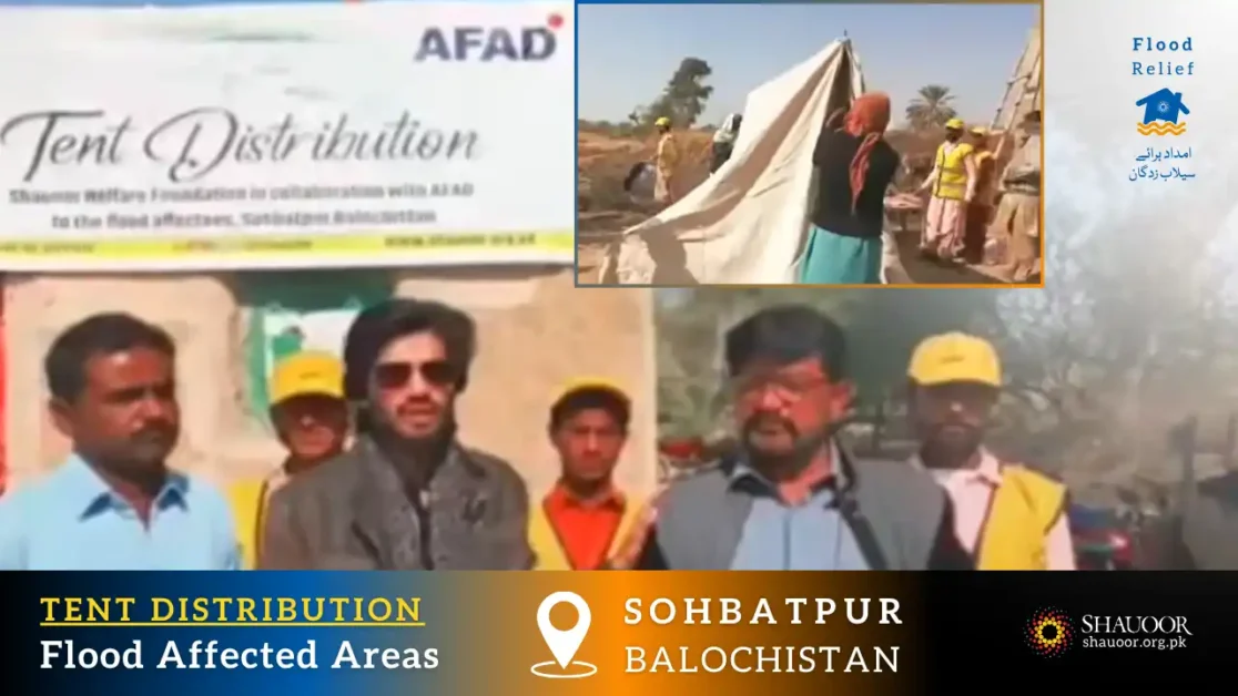 In collaboration with AFAD Turkey, SHAUOOR Welfare Foundation successfully distributed hundreds of tents in District Sohbatpur, Balochistan.