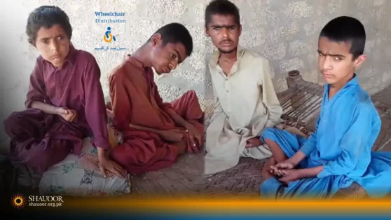 Laborer Nazeer has 4 disabled sons and needs four wheelchair.